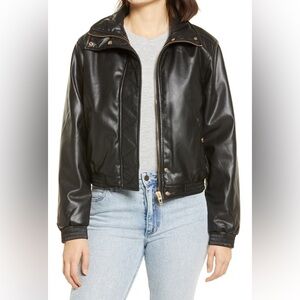 Blank NYC Faux Leather Puffer Bomber Women's XS